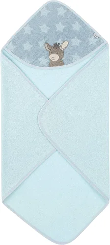 Vista 3 de Sterntaler Kapuzenbadetuch Esel Emmi, Alter: ab 0 Monate, 31.5 x 31.5 in, Hellblau mit Sternen