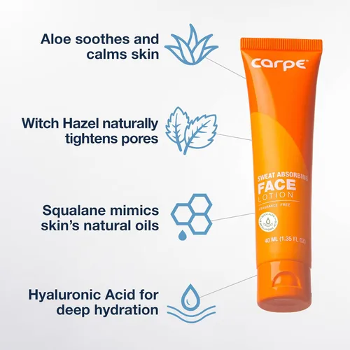 Vista 3 de Carpe Loción Facial Absorbente de Sudor para Control de Piel Grasa, Loción Facial Matificante con Ácido Hialurónico Hidratante y Escualano, Sin