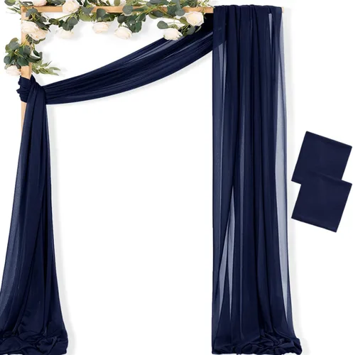 Vista 50 de MLMC 1 panel de tela para arco de boda azul bebé, 29 x 20 pies, cortinas de gasa extralargas transparentes de 6.6 yardas, paneles de cortinas