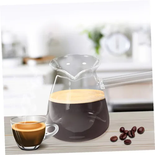 Vista 8 de 1pc espesado de vidrio tetera inducción hervir y olla mango borosilicato café y lado د الال esmalte de café turco turco vidrio transparente