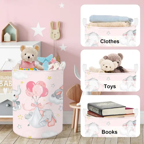 Vista 5 de Clastyle - Cesta de almacenamiento plegable para niños, para dormir, 45 L Rectangle Dirty Clothes Book Gift Toy Organizer Nursery Bin, Playroom