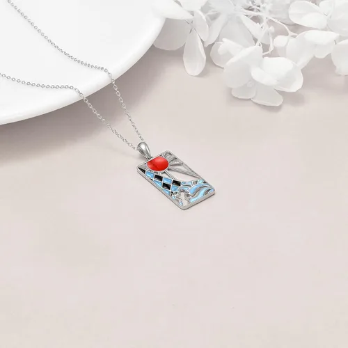 Vista 5 de CRMAD Collar de anime para mujer de plata de ley Demon Slayer Pedant