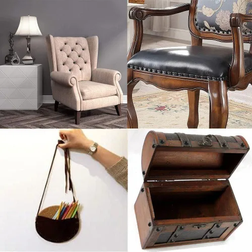 Vista 2 de BetterJonny - 500 tachuelas de tapicería decorativas para muebles, 0.669 x 0.433 in, tachuelas de metal negro para el pulgar para muebles tapizados