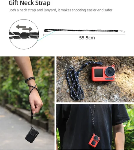 Vista 5 de Funda protectora de silicona para cámara DJI OSMO Action 4/Action 3, portátil a prueba de caídas OSMO Action 4/3, funda protectora de accesorios