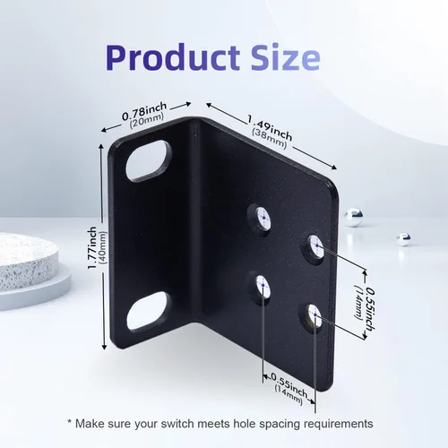 Vista 2 de Kit de montaje en rack de 19" para interruptores de 17,3 pulgadas de ancho, compatible con productos Select Buffalo Tech, Dell, Cisco, D-Link