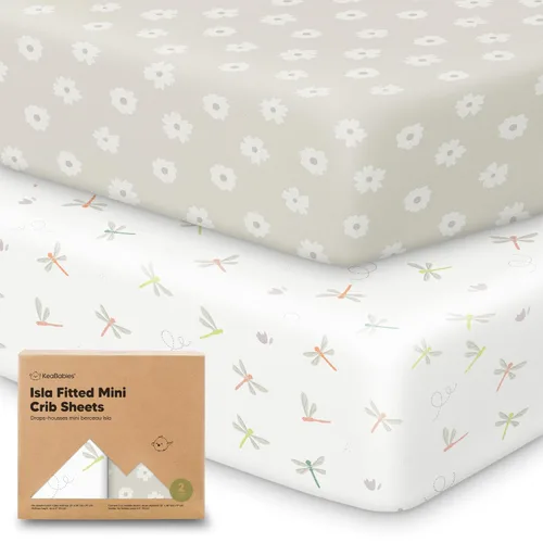 Vista 27 de Sábanas ajustadas para Pack and Play - Paquete de 2 sábanas mini para cuna para Pack N Play, colchón 38x26, ropa de cama suave y acogedora