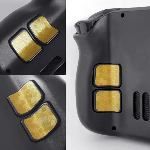 Vista 4 de Protector táctil compatible con Steam Deck Touch Trackpad (protector de trackpads + protector de 4 teclas, hexagonal de panal - dorado)