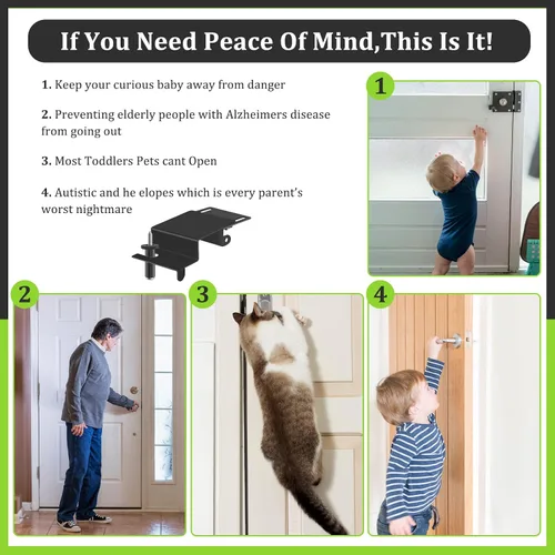 Vista 6 de Cerradura superior para puerta de seguridad infantil, cerraduras de puerta superior para niños hechas de metal duradero, cerraduras ajustables