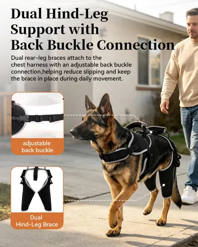 Vista 5 de Soporte ajustable para perro ACL pata trasera, ambas piernas mejoradas, tamaño L