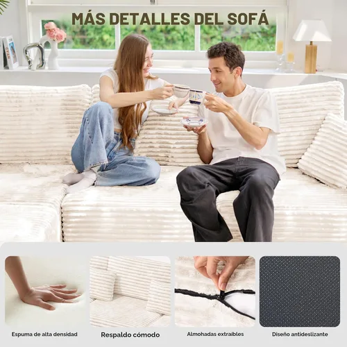 Vista 5 de Sofá seccional modular de 113", sofás de nube convertibles en forma de L para sala de estar con otomana, juego de sofá de pana de 4 plazas sin