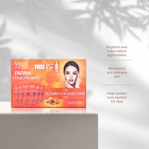Vista 8 de VLCC Kit facial de fruta de papaya – Multiuso Facial como salón en solo 6 pasos Incluye limpiador, exfoliante, crema, paquete facial, geles