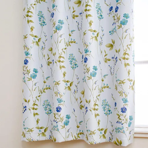 Vista 4 de Linentalks Juego de 2 paneles de cortinas opacas florales de 63 pulgadas de largo, cortinas opacas cortas con aislamiento térmico para sala