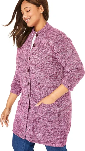 Vista 4 de Woman Within Chaqueta tipo suéter marled de talla grande para mujer