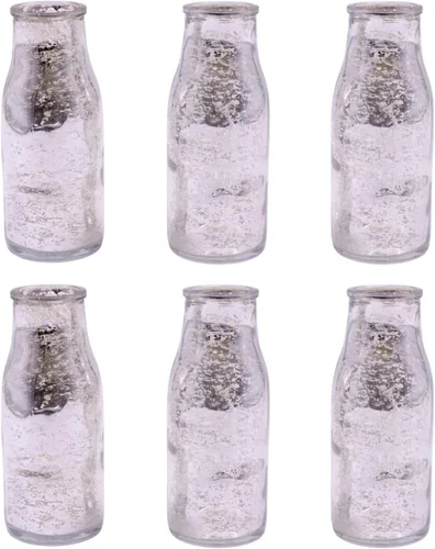 Vista 13 de Hosley Juego de 12 jarrones pequeños de cristal dorado de 5.5 pulgadas a granel para tallos individuales, decoración de centro de mesa para bodas