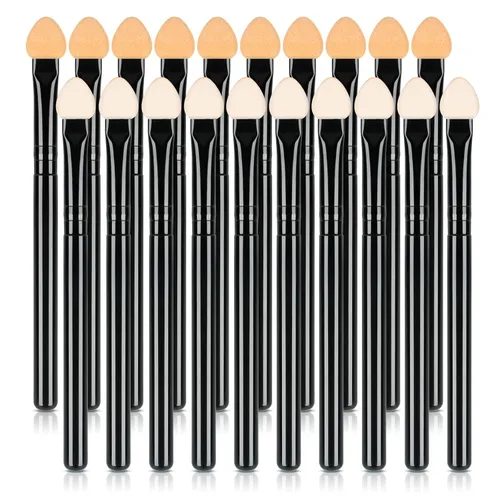 Vista 10 de UorPoto - Juego de brochas de maquillaje para mujeres, 10 piezas, esponja para sombra de ojos, aplicador de doble cara reutilizable Negro 10pcs