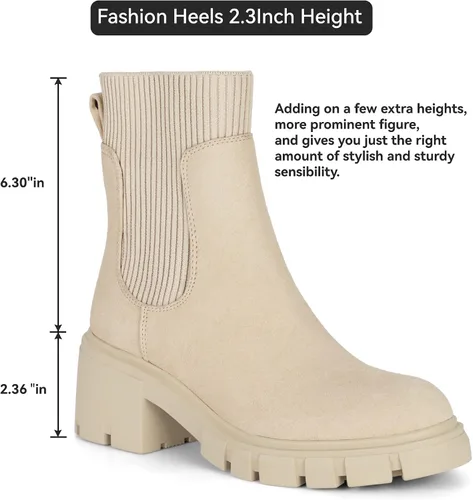 Vista 5 de Athlefit Chelsea - Botines de plataforma para mujer, con tacón grueso y elástico