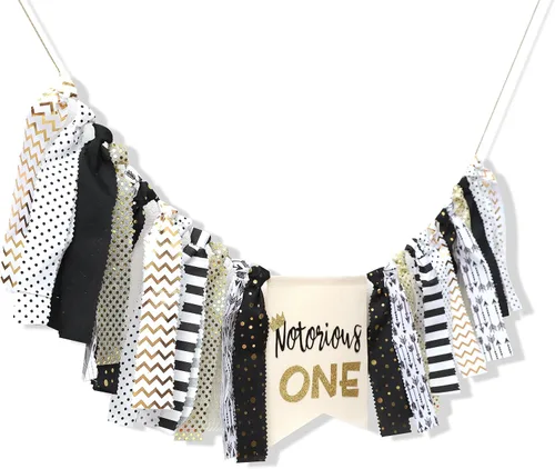 Vista 6 de Notorious ONE - Cartel para silla alta de primer cumpleaños – The Big One Smash Cake Garland
