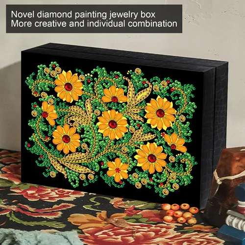 Vista 8 de Caja de joyería de pintura de diamante creativo 5D aretes contenedor caja de almacenamiento caja de joyería kit joyero joyero joyero organizador