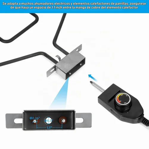 Vista 3 de Stanbroil - Cable de alimentación con control de termostato para ahumador eléctrico y parrilla Accesorio de repuesto para elemento calefactor