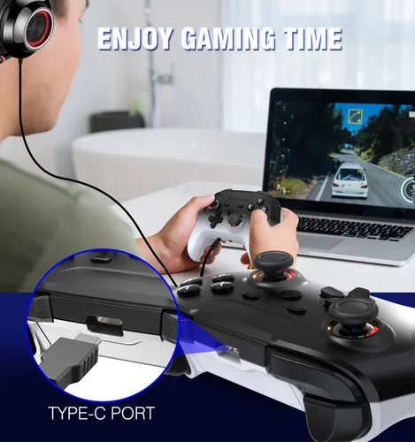 Vista 7 de CBYLWK Steam Controller,PC Controller Wireless for Windows PCSteam DeckPS3Android TV BOX, Dual Vibrate Plug and Play Gamepad Joystick with 4
