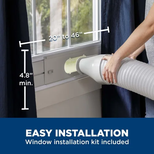 Vista 3 de GE Aire acondicionado portátil de 8,000 BTU para habitaciones pequeñas de hasta 150 pies cuadrados (5,100 BTU SACC), 3 en 1 con deshumidificación