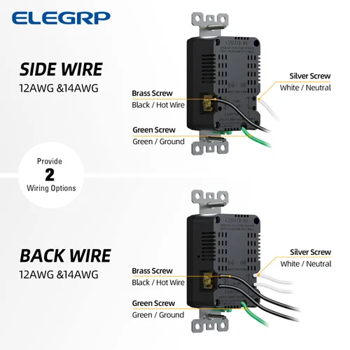 Vista 9 de ELEGRP Cargador USB de pared, receptáculo USB con puertos USB tipo A y tipo C, enchufe dúplex de 15 amperios resistente a manipulaciones NEMA 5-15R