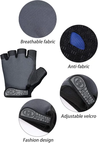 Vista 4 de SATINIOR 4 pares de guantes de ciclismo de medio dedo antideslizantes y transpirables sin dedos guantes deportivos para reducir la vibración