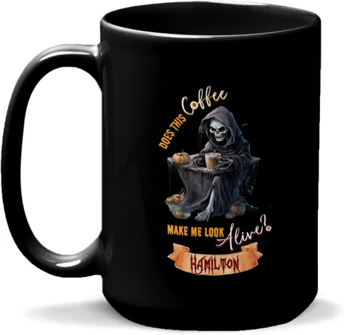 Vista 12 de Taza de café personalizada de Halloween 2023, taza de café de calavera floral, taza de Halloween personalizada con nombre, taza de cerámica floral