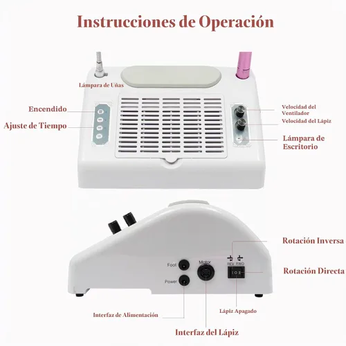 Vista 7 de TFCFL Colector de polvo de uñas 5 en 1, colector de polvo profesional de vacío de uñas + taladro eléctrico de uñas + lámpara de secado de uñas