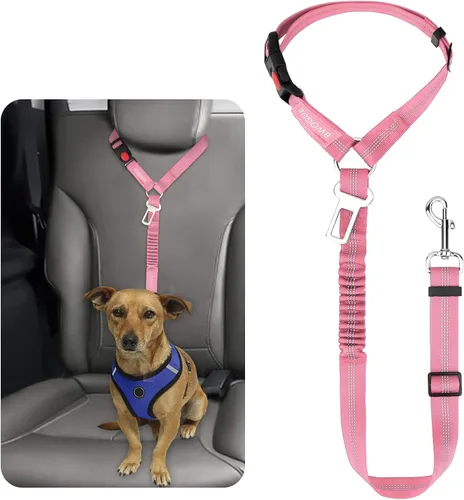 Vista 13 de BWOGUE Arnés de cinturón de seguridad para mascotas, cinturón de seguridad ajustable para reposacabezas de coche, arnés de cinturón de seguridad