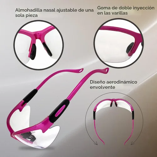 Vista 3 de Global Vision Gafas de seguridad Cougar con montura rosa Transparente
