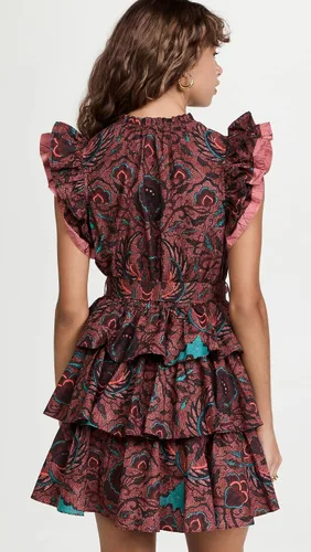 Vista 3 de Ulla Johnson Vestido Honoria para mujer, Carmín