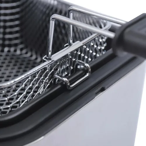 Vista 6 de Freidora eléctrica con canasta, freidora de acero inoxidable para encimera de 1000 W, para restaurantes, puestos de comida rápida, aperitivos