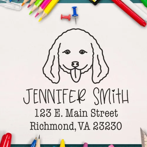 Vista 16 de Sello de dirección personalizado Basset Hound – Sello personalizable con nombre y dirección para sobres, ideal para amantes de los perros