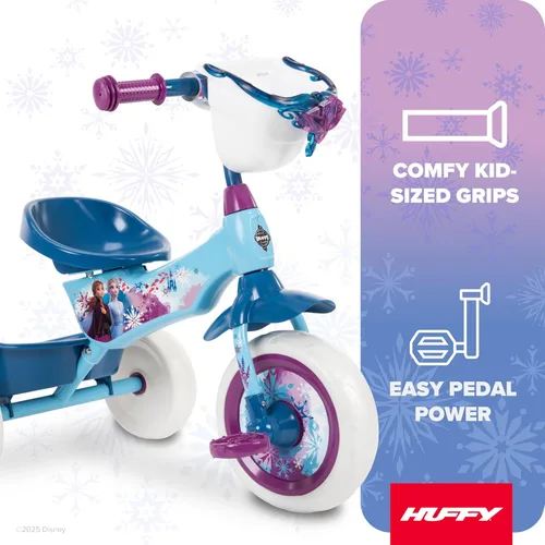 Vista 2 de Huffy Triciciclo de Disney Frozen 2 para niñas, ideal para mayores de 3 años, Anna, Elsa y Olaf, contenedores de almacenamiento para aperitivos