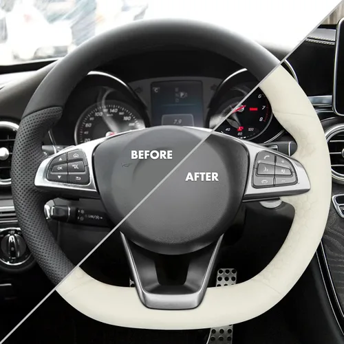 Vista 2 de MEWANT Cubierta del volante para Benz W205 AMG C43 C117 AMG GLA 45 X156 C218 W213 X253 C253 GLC 43 AMG W166 W222 SLC R172 R231