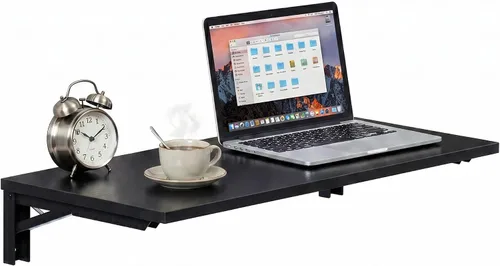 Vista 17 de Need Mesa plegable montada en la pared 30x20IN para lavandería de oficina Soportes de escritorio de color negro y estantes negros