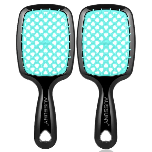 Vista 18 de Cepillo desenredante ventilado para el cabello, paquete de 2 cepillos desenredantes con cerdas suaves para que no se enreden sin esfuerzo, ideal