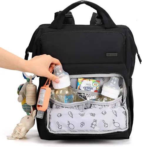Vista 2 de BELALIFE Mochila para pañales para bebés, mochila de viaje para mamás papás, con cambiador, soportes para botellas aislados y correas