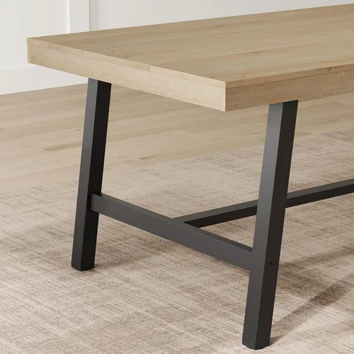 Vista 9 de IDEALHOUSE Mesa de comedor rústica para 6-8 personas, mesa de cocina rectangular de 70 pulgadas de largo, mesas de cocina de madera industrial