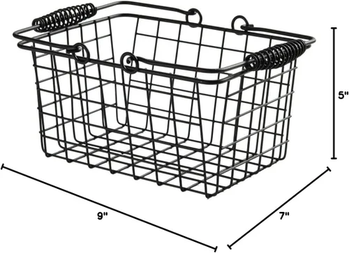 Vista 2 de American Metalcraft RBHB975 9" x 7" Cesta rectangular negra con asas