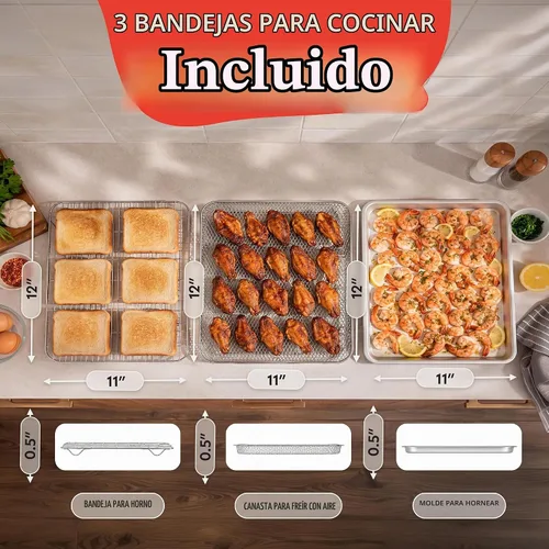 Vista 12 de Gourmia GTF7520 Horno Tostador Freidora de Aire