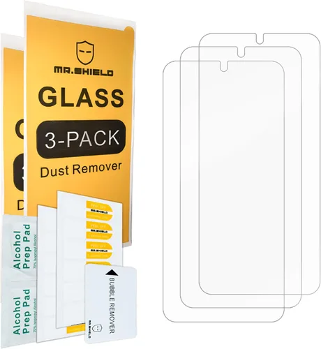 Vista 2 de Mr.Shield Protector de pantalla de cristal para Samsung Galaxy S22+ 5G/S22 Plus 5G [Compatible con desbloqueo de huellas dactilares] Paquete de 3