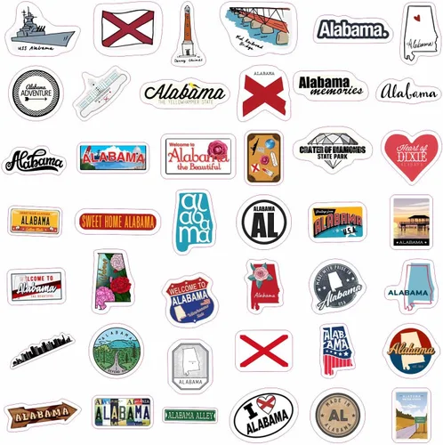 Vista 3 de Calcomanías de Alabama para laptop, suministros y decoraciones de fiesta de Alabama, regalos para mujeres y hombres