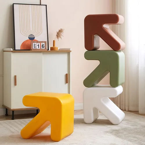 Vista 4 de Taburete de baja altura, taburete de sofá, moderno y creativo, diseño de flecha, multifacético, para niños, impermeable y protección contra