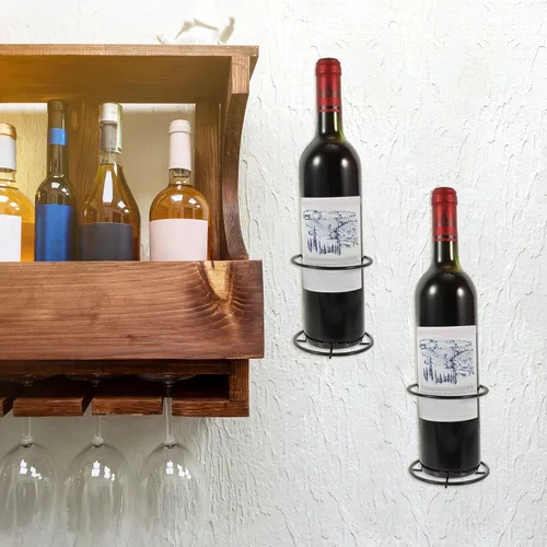 Vista 2 de Luxshiny Estante de pared para vino, soporte de vino de metal, estante de exhibición de cerveza, botellas, organizador colgante de bebidas