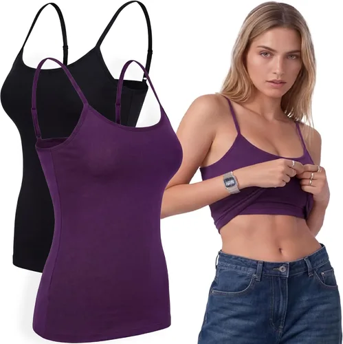 Vista 54 de Emmalise Camiseta de mujer con brasier integrado, soporte de tela sin varillas, camisola corta