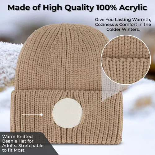 Vista 3 de CANADA WEATHER GEAR Gorro de punto para mujer, gorro de invierno individual, suave y cálido, sombrero de invierno con puños