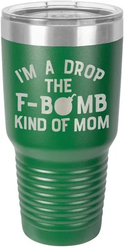Vista 20 de I'M A DROP THE F BOMB KIND OF MOM Vaso negro de 30 onzas con popote y tapa superior deslizante Taza de viaje de acero inoxidable Comparar