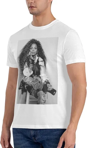 Vista 4 de Janet Music Jackson - Camiseta básica de manga corta para hombre, color negro